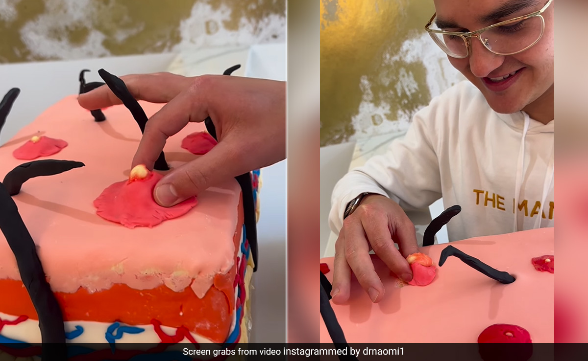 Dermatologist के लिए क्लीनिक में बना अजीबोगरीब केक, देख मुंह बना रहे लोग