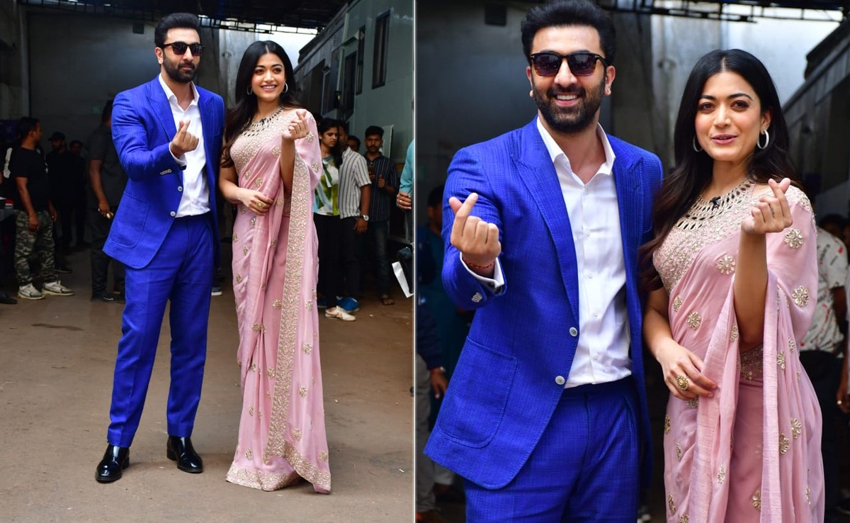 Rashmika Mandanna In A Stunning <i>Saree</i> And Ranbir Kapoor In A Blue Suit Sure Do Look Dashing Together