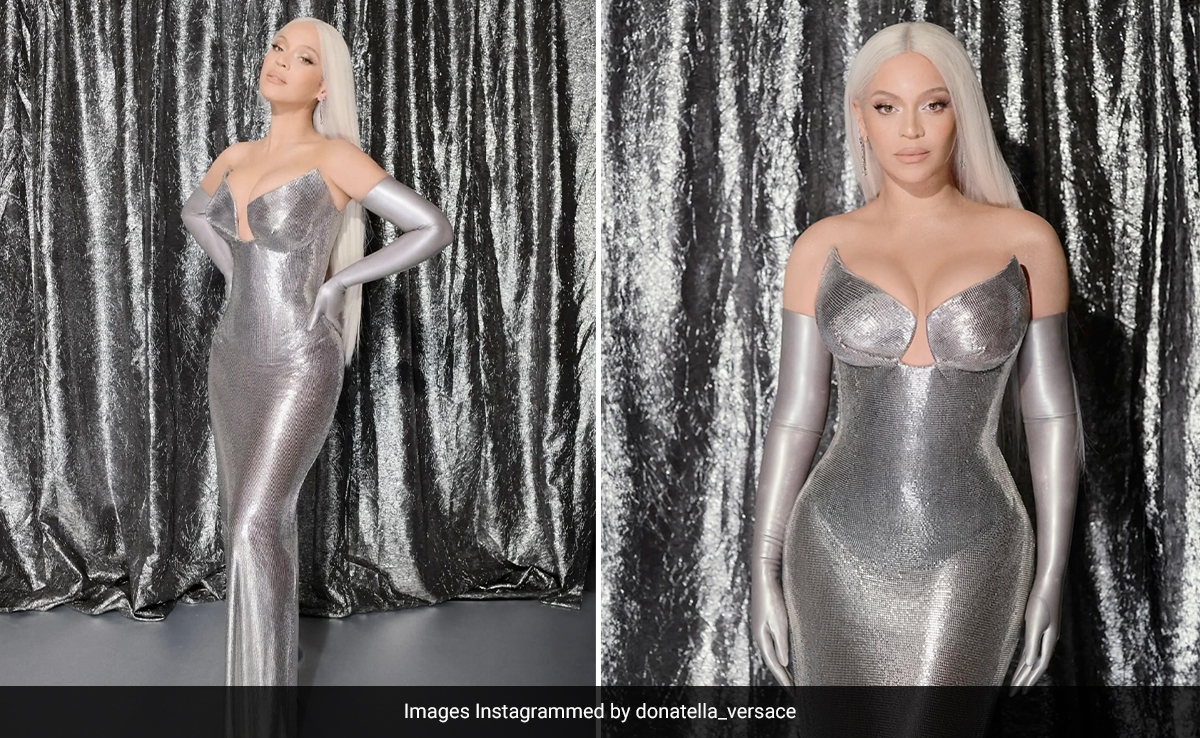 You'll Be <i>Crazy In Love</i> With Beyonce In Her Goddess Chic Metallic Silver Versace Gown