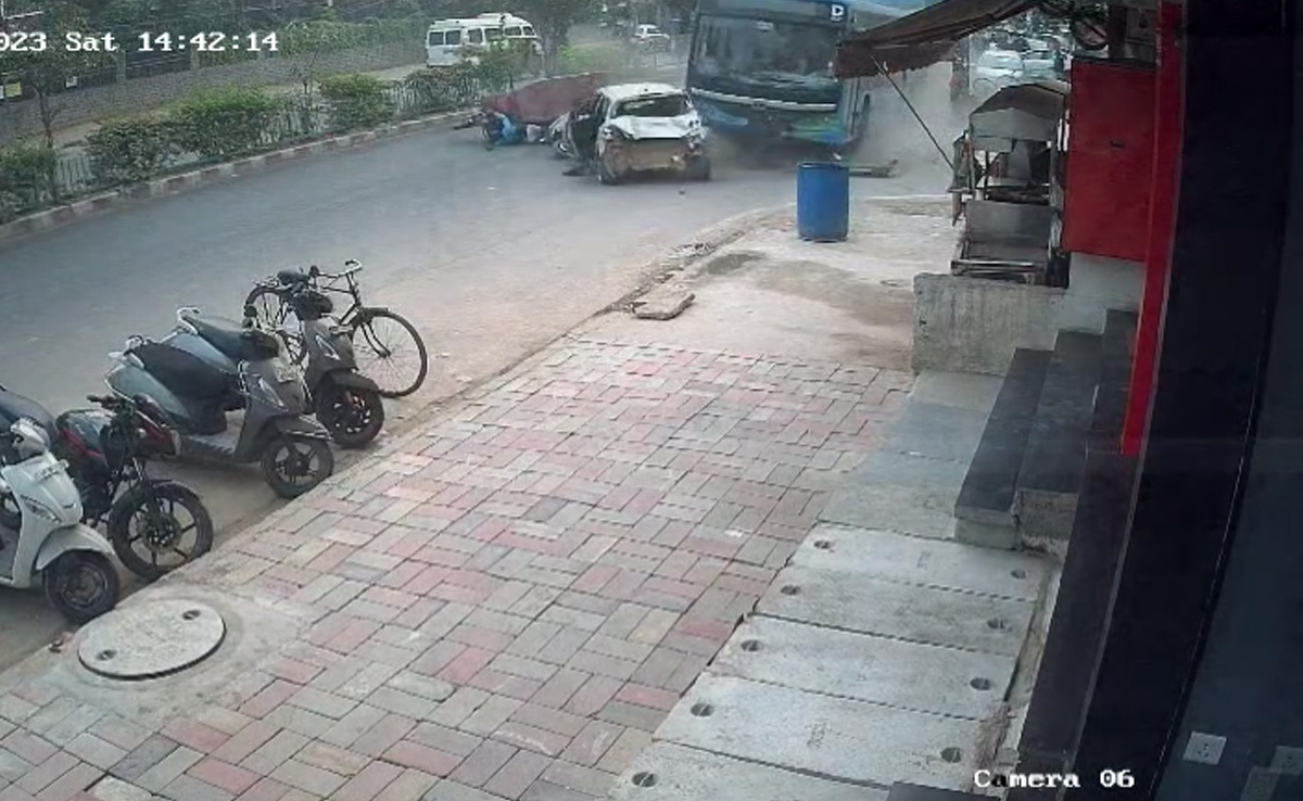 Video: Delhi Bus On Rampage, Rams Car, Crashes Into Parked Scooters