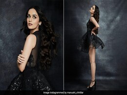 Manushi Chhillar's LBD Came With The Chicest Sparkly Details Manushi Chhillar's LBD Came With The Chicest Sparkly Details
