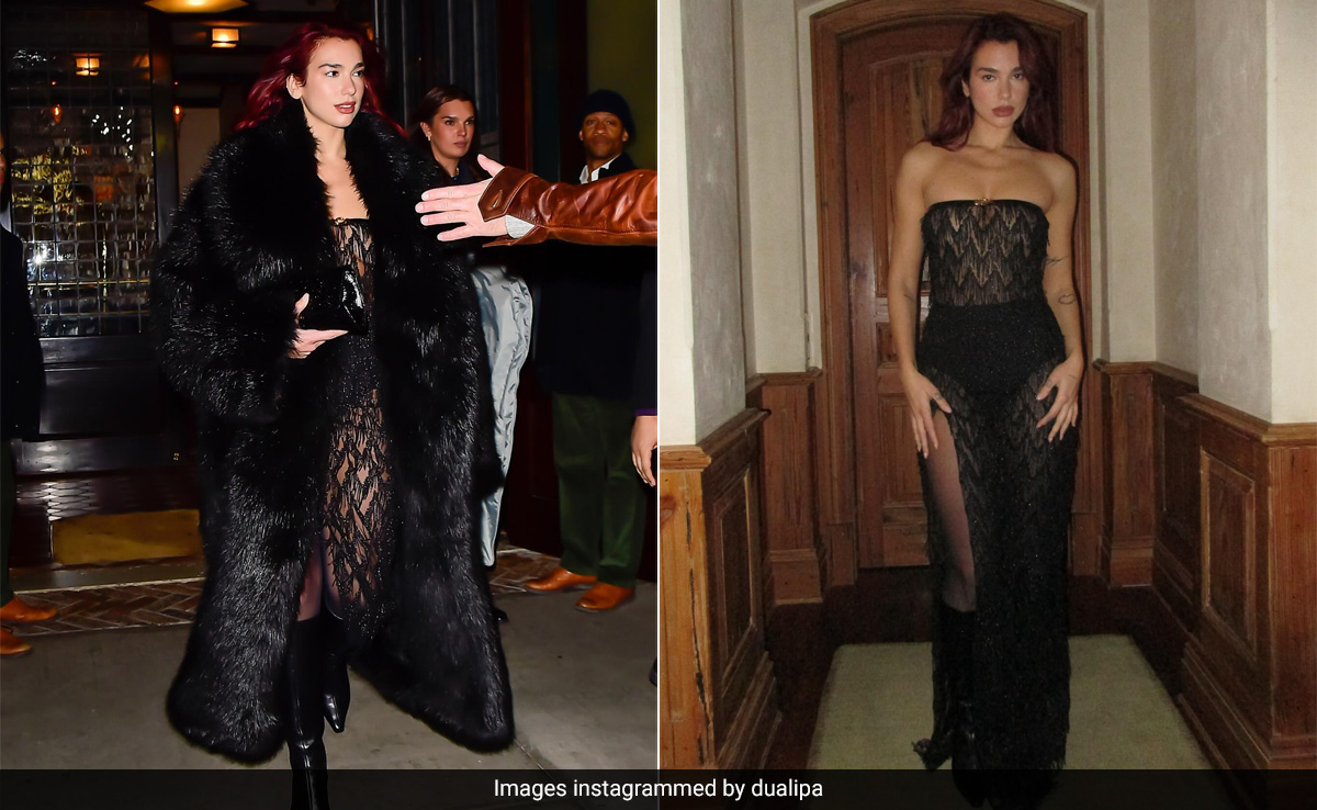 Dua Lipa's Fabulous Turn In A Sheer Lace Dress Paired Stunningly With Her Cherry Cola Hair
