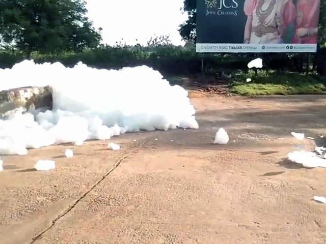 Toxic Foam In Tamil Nadu's Madurai As State Battles Heavy Rain
