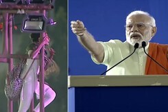 Viral: PM Modi Urges Woman To Climb Down Electric Tower At Hyderabad Rally Viral: PM Modi Urges Woman To Climb Down Electric Tower At Hyderabad Rally