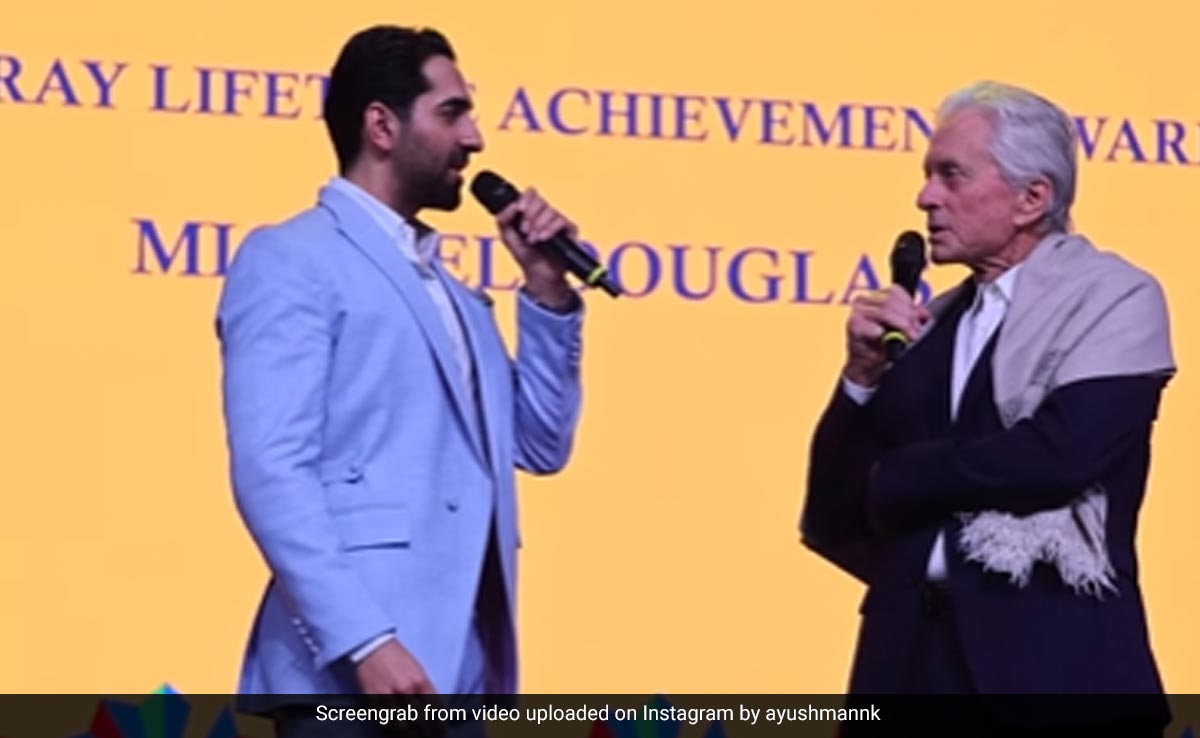 IFFI 2023: Michael Douglas Expressed His Love For India In Hindi. Courtesy Ayushmann Khurrana
