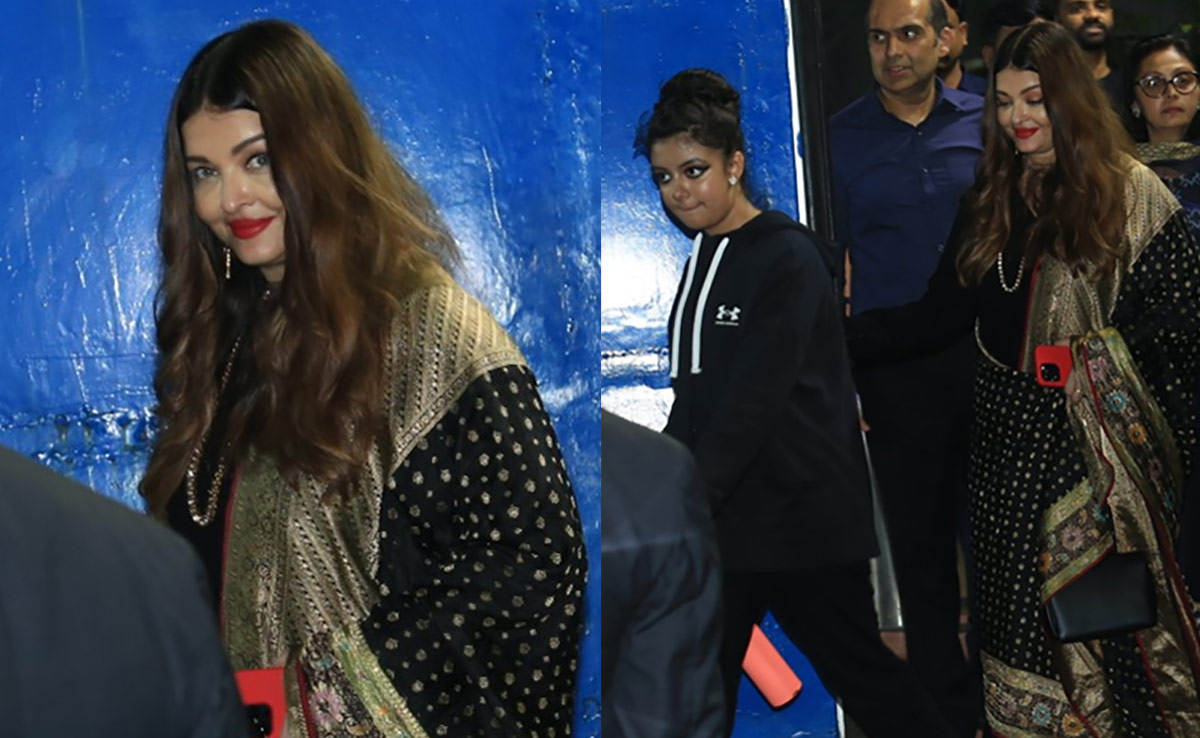 Aishwarya Rai Continues Her Elegant Ebony Streak In A Beautiful Black And Gold <i>Anarkali</i>