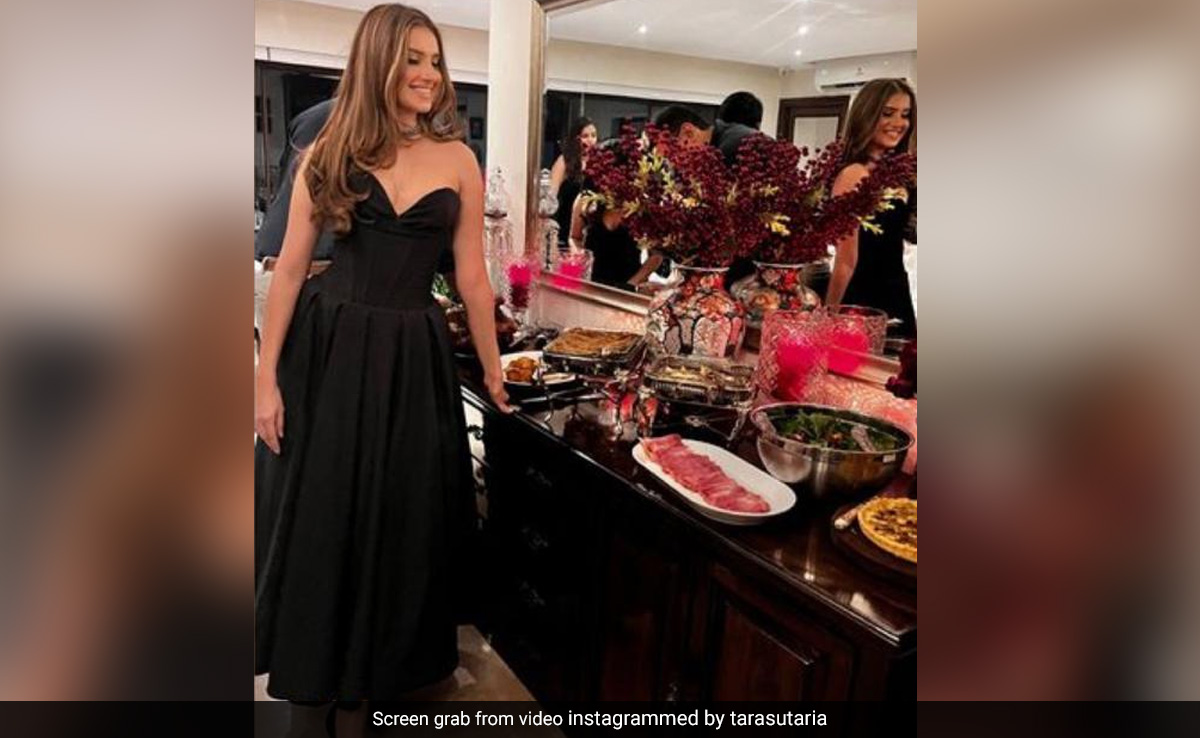 Tara Sutaria Is A Very Merry Christmas Host Dressed In A Chic Black Strapless Dress