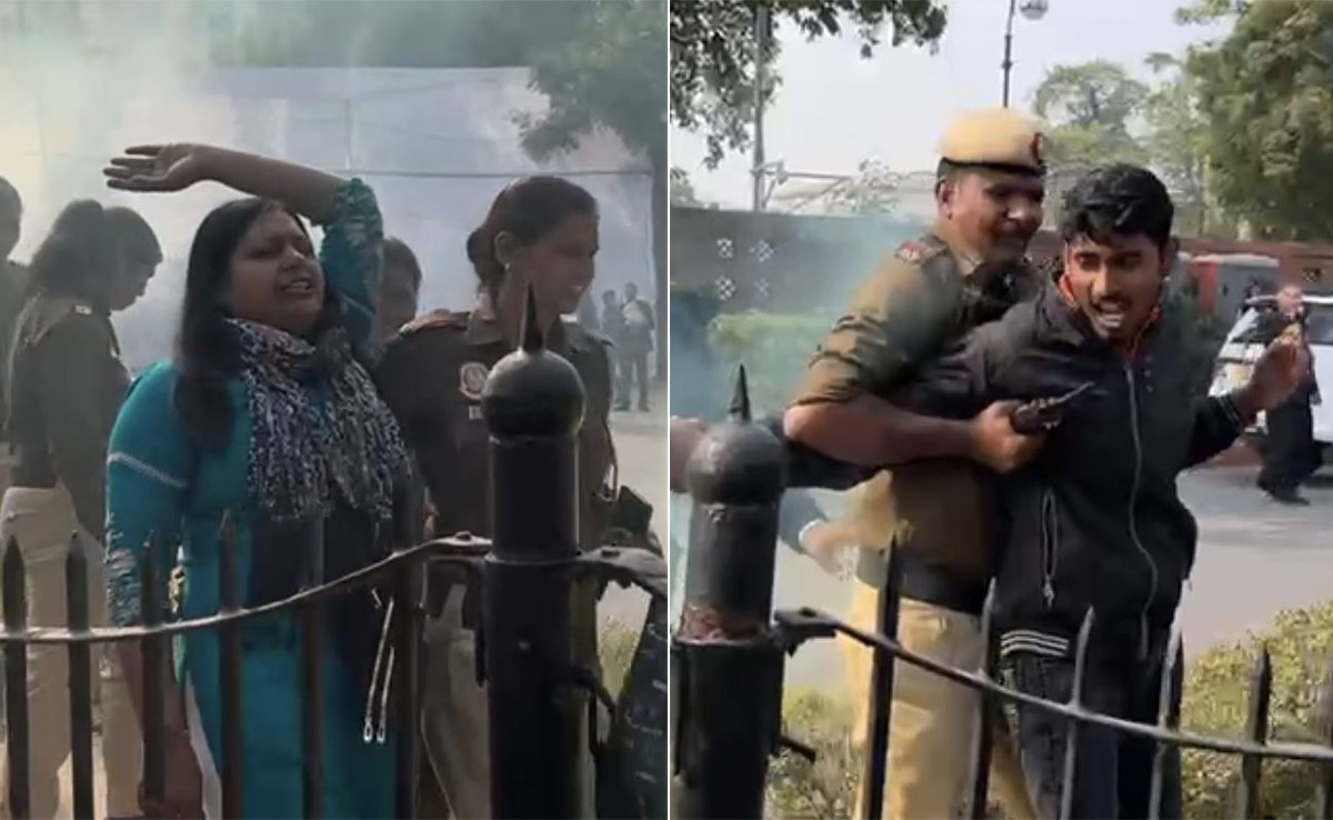 2 Carrying Cans That Emitted Yellow Smoke Detained Outside Parliament