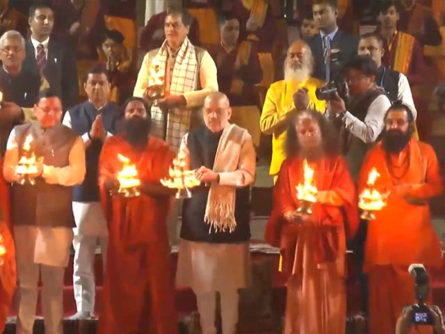 Amit Shah Leads Ganga Aarti In Rishikesh