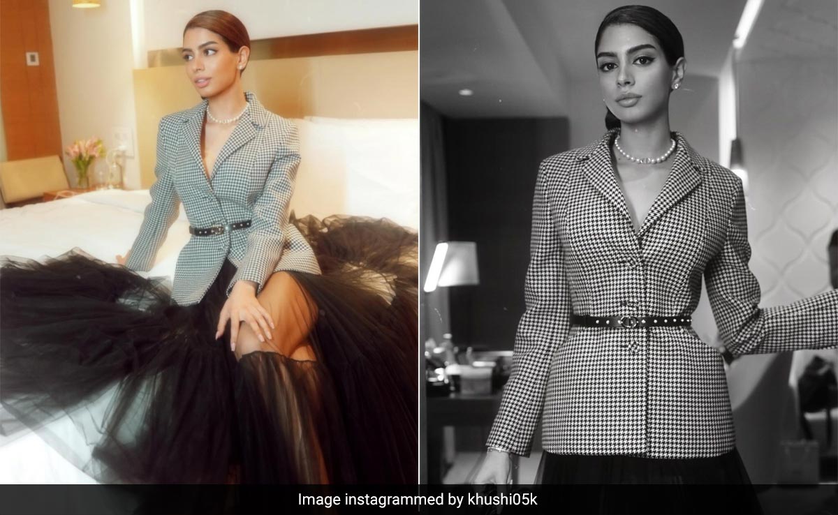 Khushi Kapoor's Tulle Dress With A Check Blazer And Loafers Is A Dior Dream Come To Life
