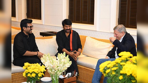 Chiranjeevi, Ram Charan And Jr NTR Host Netflix CEO Ted Sarandos In Hyderabad