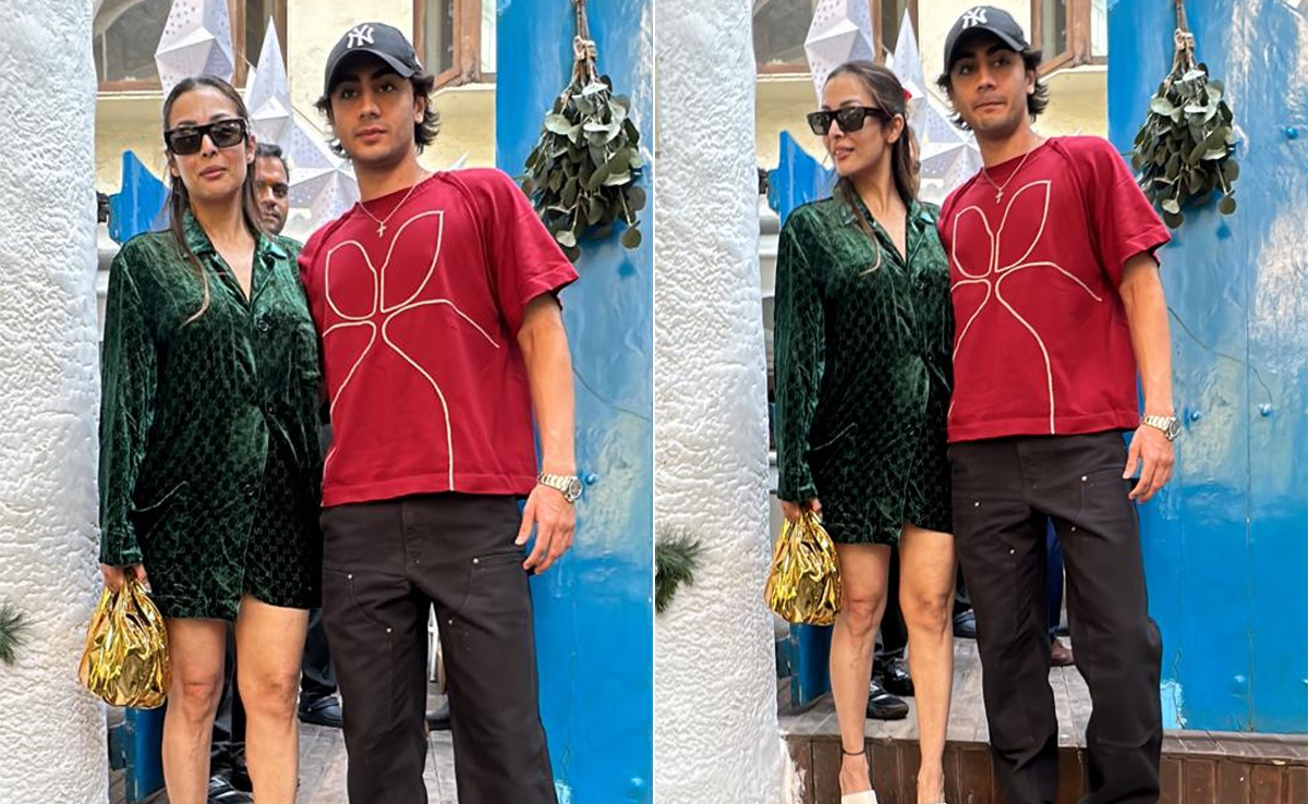 Malaika Arora And Her Son Arhaan Khan Are Jingling All The Way In Their Christmas Chic Red And Green Casual Looks