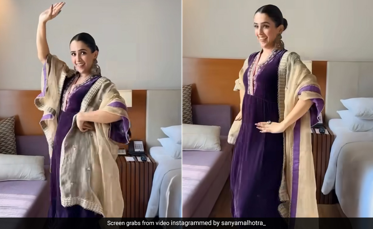 Sanya Malhotra's Purple Velvet Suit Is Here To Set Wedding Fashion Goals, Her Dance Moves Are A Bonus