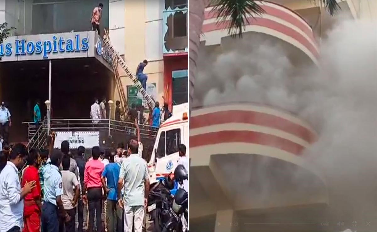Video: Huge Fire At Visakhapatnam Hospital, Ladders Used To Rescue Patients