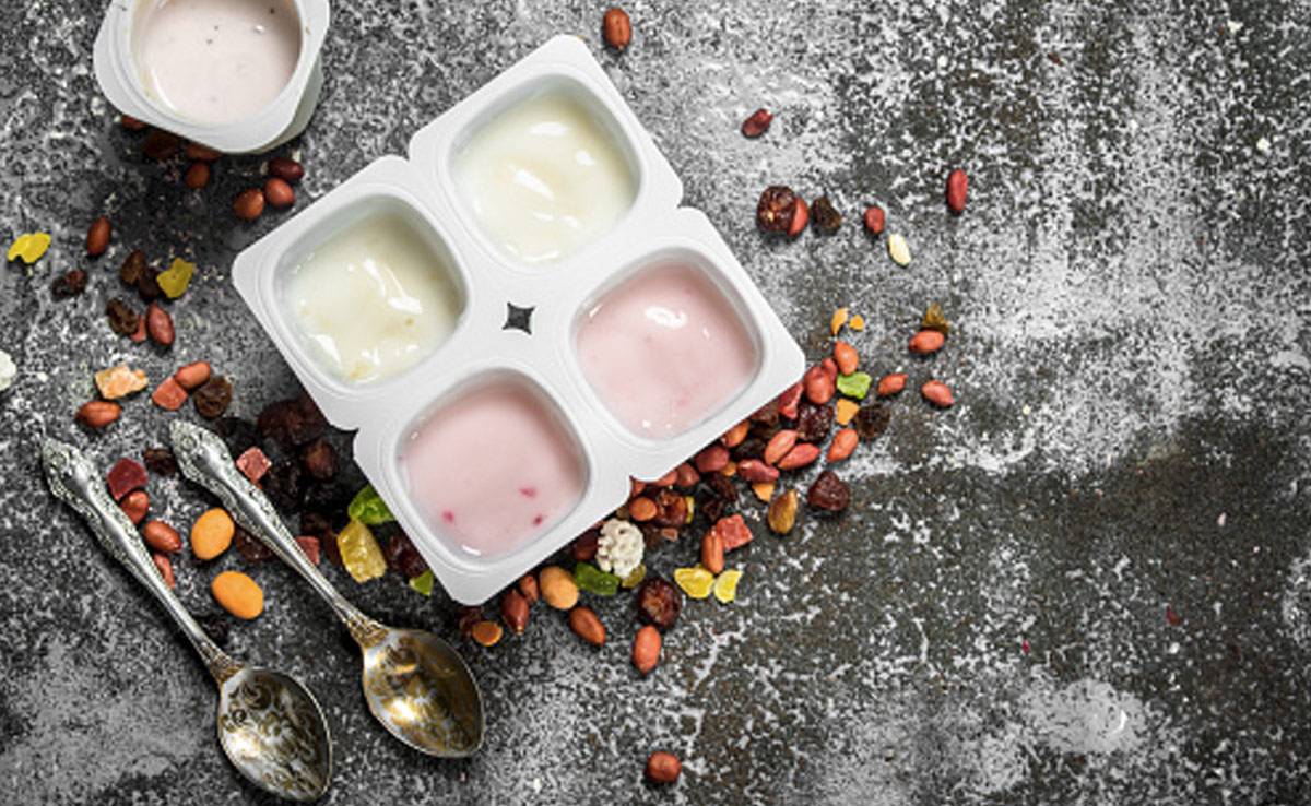 Pre-packaged low-fat yogurts are often high in sugar and other harmful materials