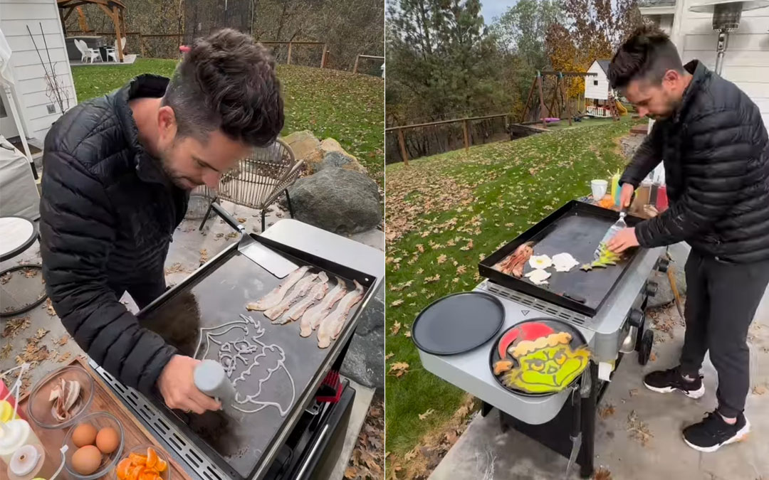 Watch: Dad Makes Stunning "Grinch Pancake" For His Kids, Internet Is All Praise