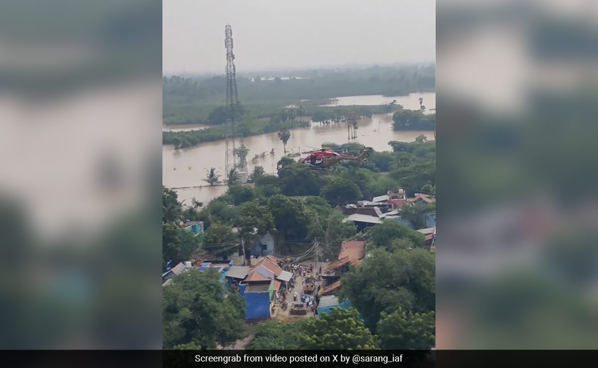 Watch: Air Forces' Chopper Display Team Sarang Air-Drops Food In Flood-Hit Tamil Nadu