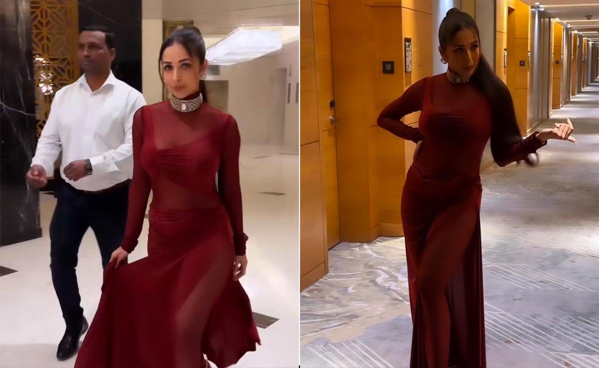 Malaika Arora In A Sheer Maroon Gown Makes Party Dressing Chic As Ever
