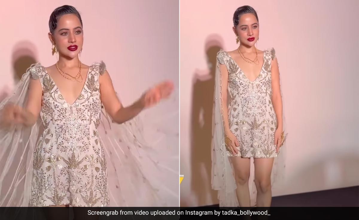 Quirky But All About Sustainable Fashion, Uorfi Javed's Embellished Mini Dress Comes With A DIY Skirt Cape