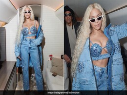 Beyonce Doubles Up The Fashion Quo In A Bedazzled Denim Bralette And Coat Beyonce Doubles Up The Fashion Quo In A Bedazzled Denim Bralette And Coat