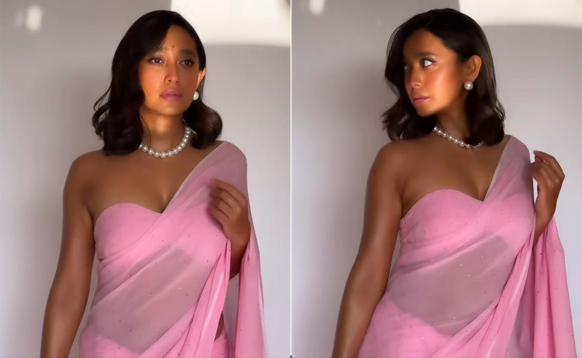 If Barbie Attended An Indian Wedding, She'd Look As Fabulous As Sayani Gupta In A Pink <i>Saree</i> With Pearls