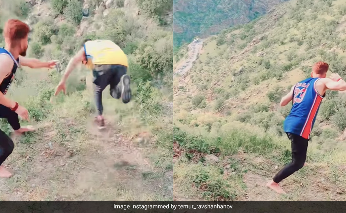 रील के चक्कर में घाटी किनारे स्टंटबाजी कर रहा था शख्स, गुलाटी मारते ही खाई में गिरा, वीडियो बनाते रह गए दोस्त