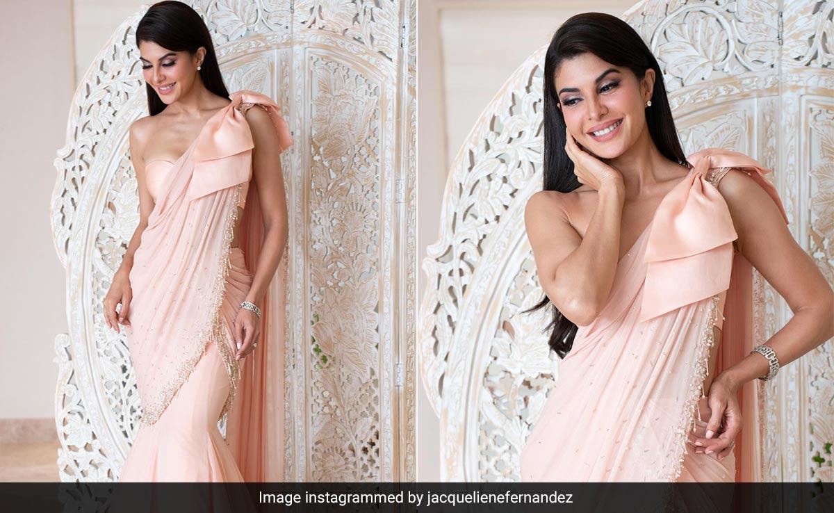 Jacqueline Fernandez In A Pastel Pre-Drape <i>Saree</i> Is Festive Fashion Done Right With A Modern Spin