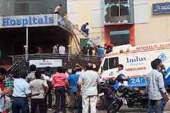 Huge Fire At Visakhapatnam Hospital, Ladders Used To Rescue Patients Huge Fire At Visakhapatnam Hospital, Ladders Used To Rescue Patients