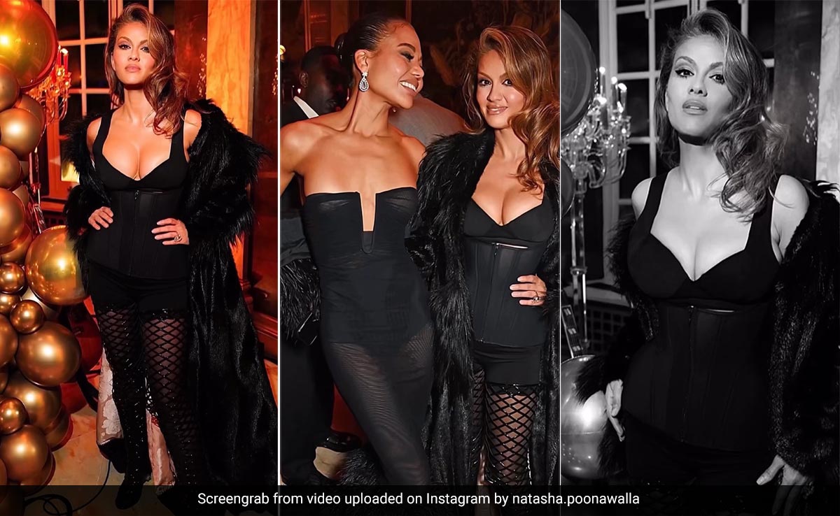 We'd Ditch Any LBD To Look As Good As Natasha Poonawalla Does In This Black Corset Bodysuit