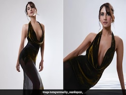 Vaani Kapoor's Sheer Velvet Gown With A Plunging Cowl Neckline Is The Dress To Impress In For The Party Season Vaani Kapoor's Sheer Velvet Gown With A Plunging Cowl Neckline Is The Dress To Impress In For The Party Season