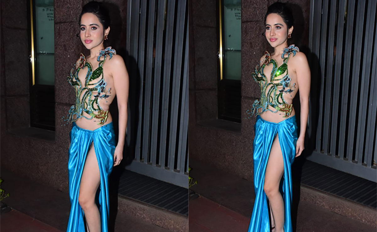 Uorfi Javed In A Coral Top And Blue Satin Skirt Brings Mermaidcore Back With A Twist
