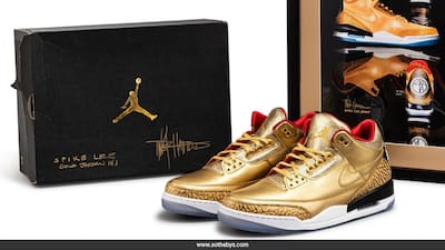 Gold sneakers made for Spike Lee, Rare Air Jordans Valued At Rs 8