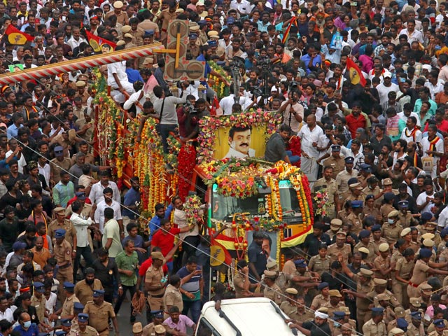 Thousands Pay Their Last Respects To Actor-Politician Vijayakanth