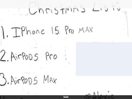 iPhone 15 से लेकर Macbook तक क्रिसमस गिफ्ट में बच्ची ने मांगे ऐसे गिफ्ट, हैरान हुए लोग, बोले- बच्चे बिगड़ गए हैं iPhone 15 से लेकर Macbook तक क्रिसमस गिफ्ट में बच्ची ने मांगे ऐसे गिफ्ट, हैरान हुए लोग, बोले- बच्चे बिगड़ गए हैं