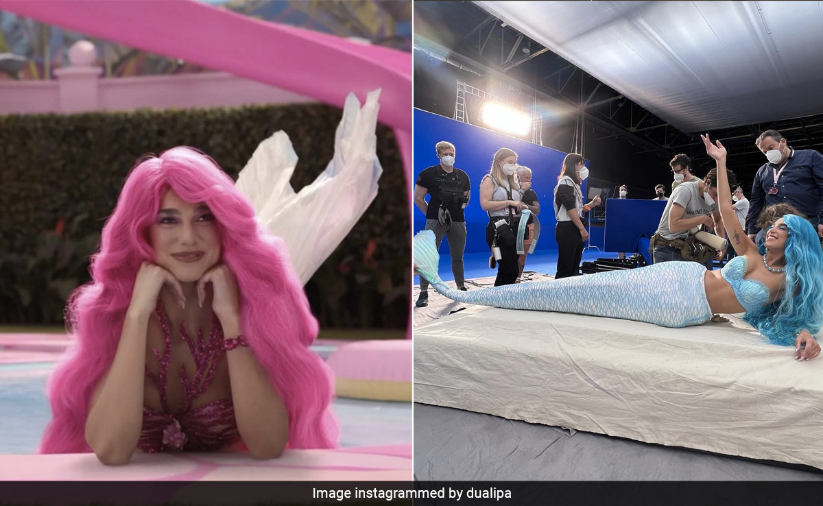 Dua Lipa's Voluminous Hair Wigs As Mermaid <i>Barbie</i> Celebrate Her Inner Mermaid And Golden Globe Nomination