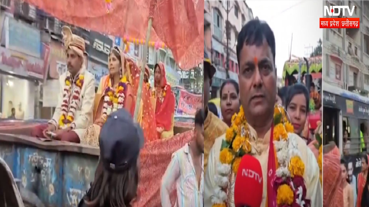 इंदौर में 76 जोड़ों का मुफ्त में हुआ विवाह, धूमधाम से निकाली गई बारात