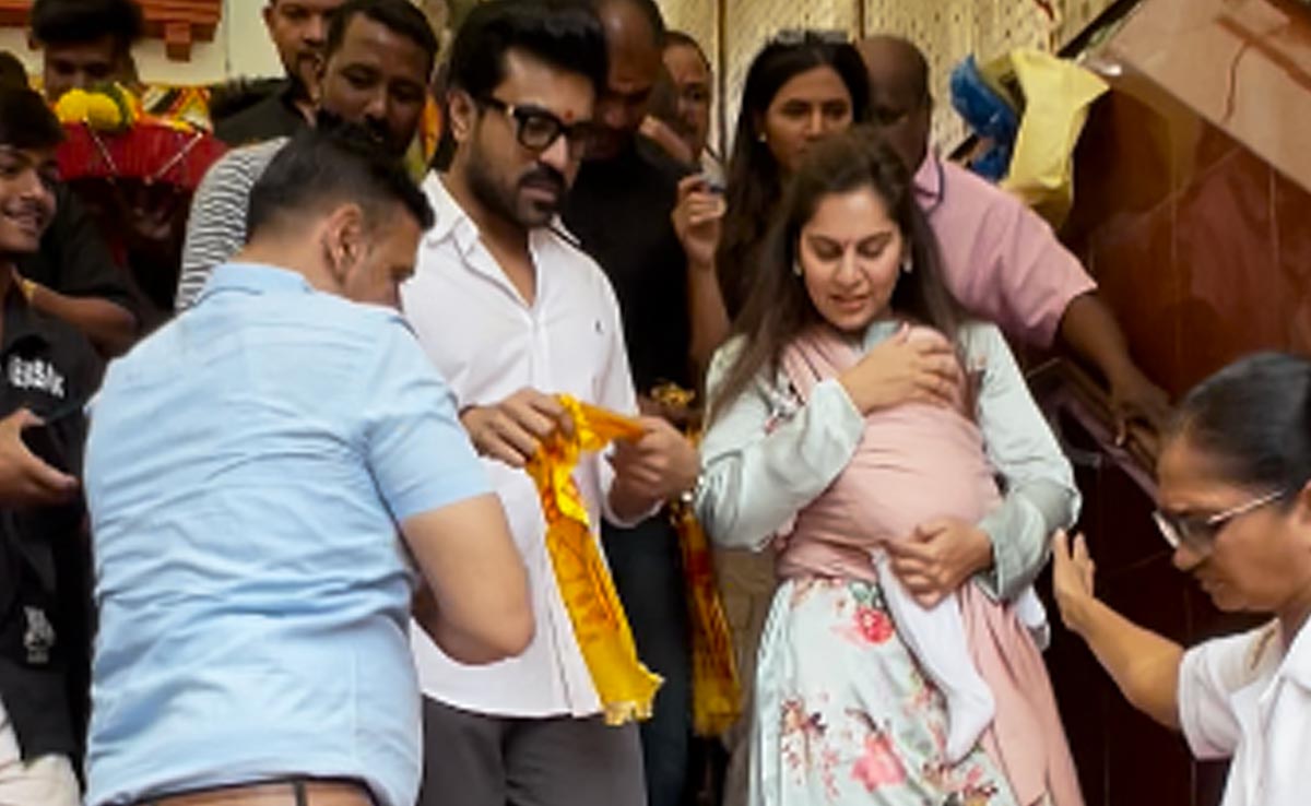 Ram Charan, Upasana Offer Prayers At Mumbai's Mahalaxmi Temple On Daughter Klin Kaara's 6-Month Birth Anniversary