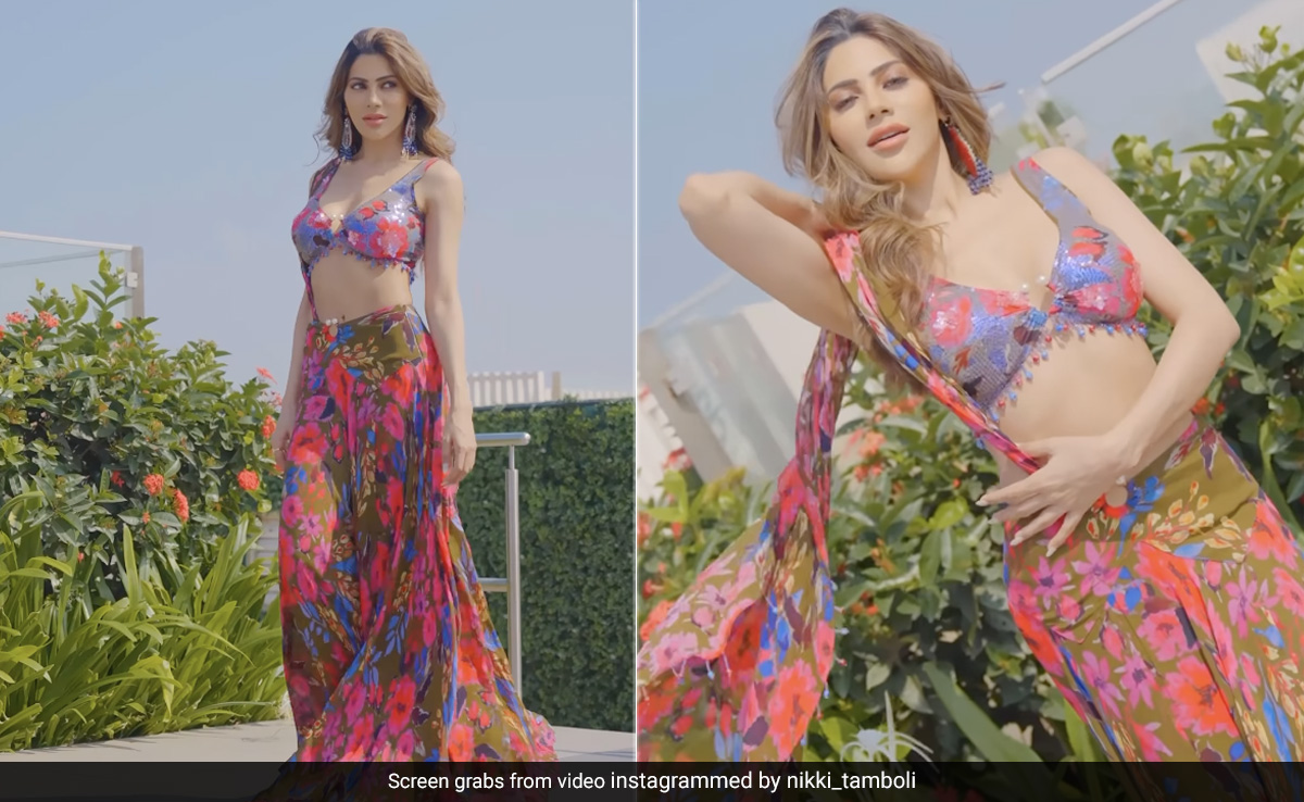 Nikki Tamboli's "Soft Girl Era" Includes A Floral Lehenga And A Plunging Neckline