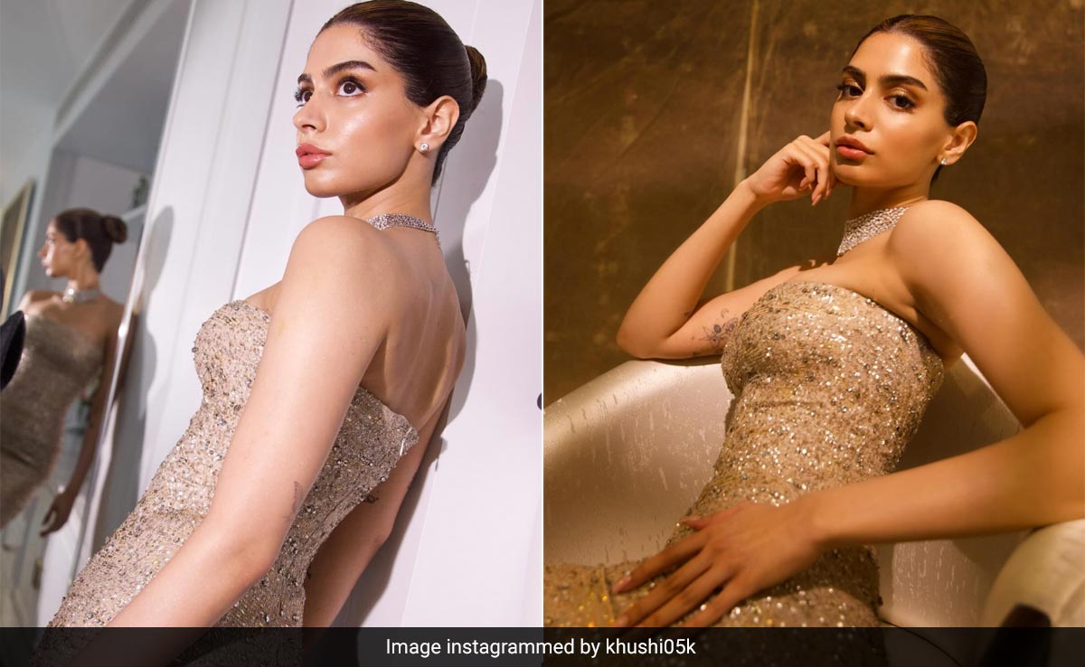 The Sparkle Of Khushi Kapoor's Glamourous Makeup With Sridevi's Shimmering Necklace Says "I'm Ready For My Closeup"