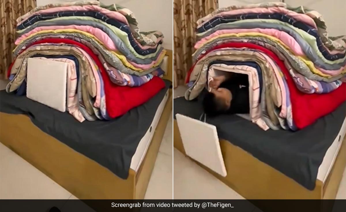 ठंड से बचने के लिए शख्स ने किया अजीबोगरीब जुगाड़, Video देख कंट्रोल नहीं कर पाएंगे हंसी