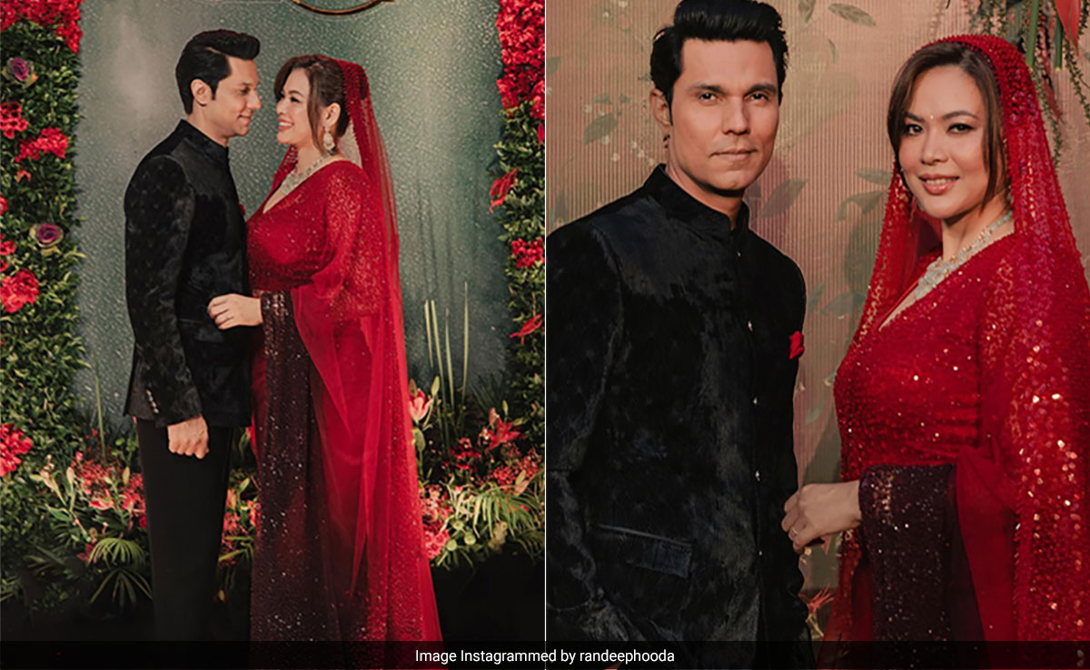 Randeep Hooda And Lin Laishram's Wedding Reception Was A Regal Affair In Black And Red Ethnic Ensembles