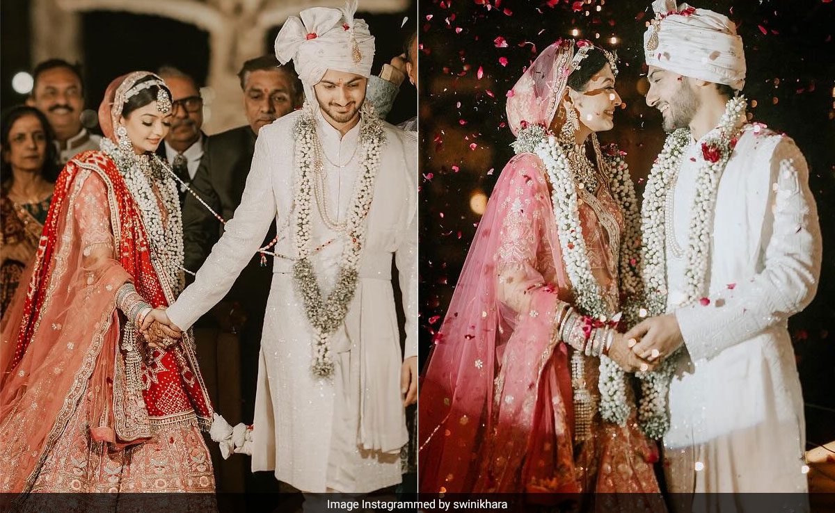 <i>Cheeni Kum</i> Actress Swini Khara Marries Urvish Desai In An Embellished Pastel <i>Lehenga</i> In Jaipur