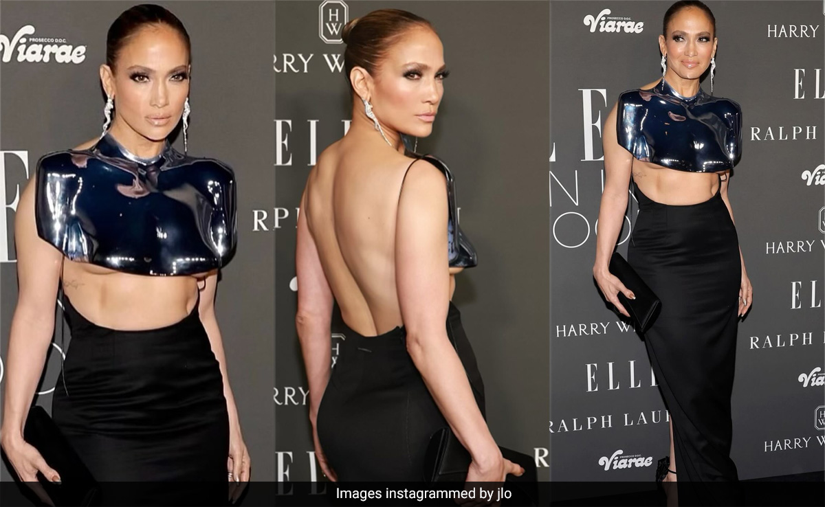 Jennifer Lopez Is A Certified Icon Shining In A Cropped Chrome Ab-Baring Breastplate