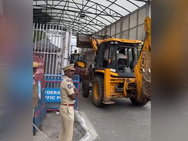 Iron Barricades Outside Telangana Chief Minister's Residence Demolished