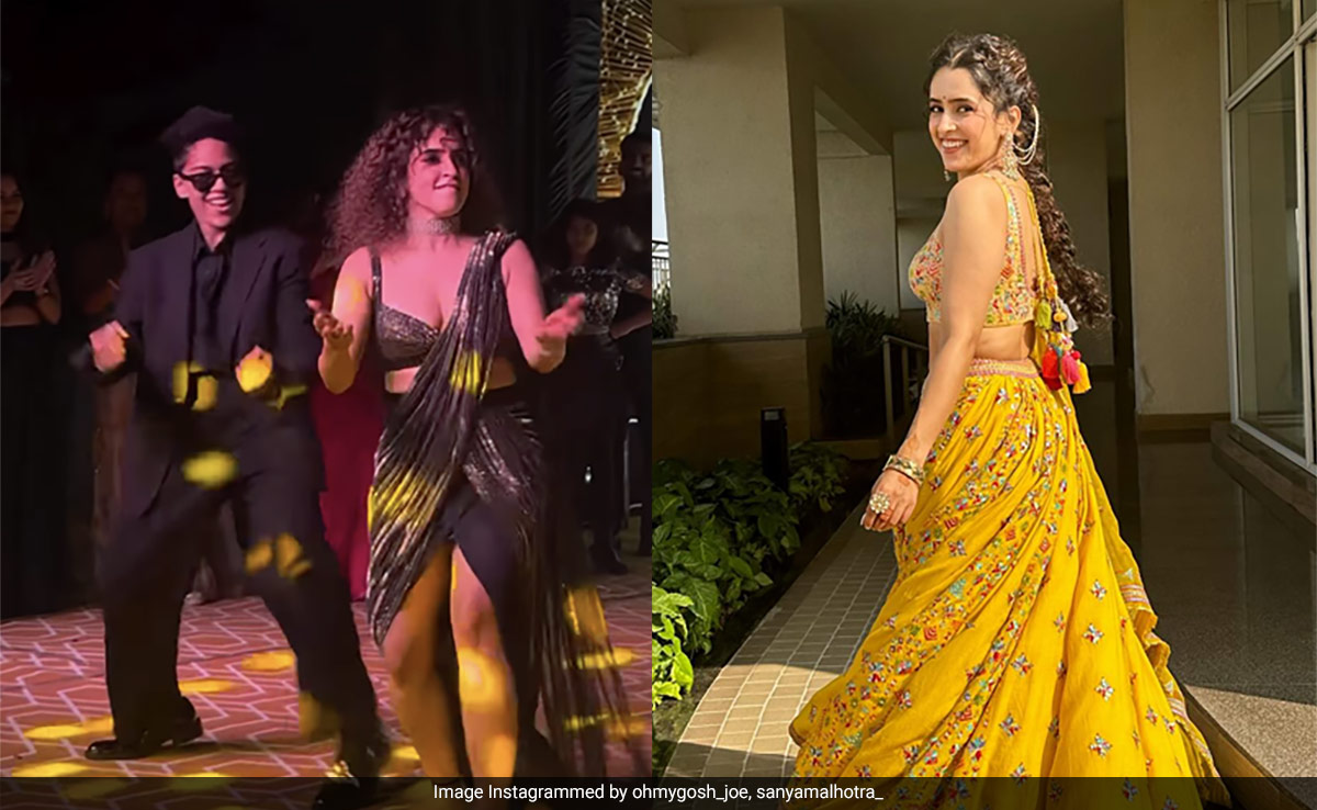 Sanya Malhotra's Pre-Draped Black Sequin <i>Saree</i> Is Worth Ditching LBDs For