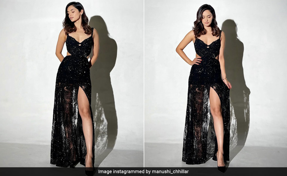 Manushi Chhillar's Sequinned Black Gown Is The Clear "Ace Of Spades" Of The Party Season