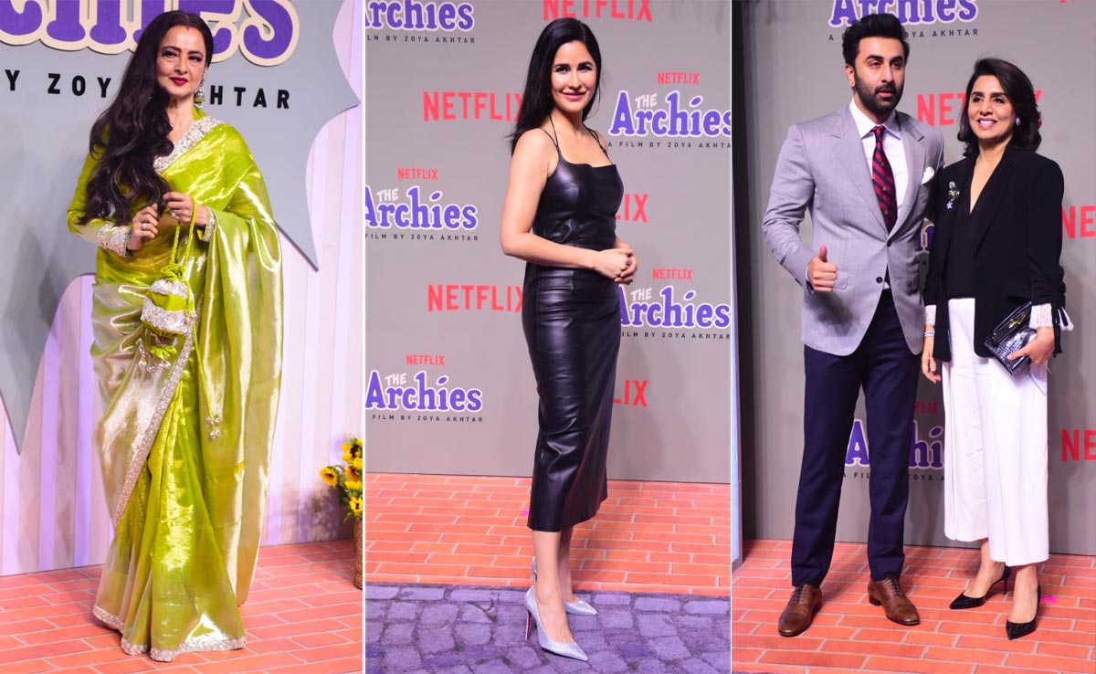 At <I>The Archies</I> Screening - Rekha, Katrina Kaif, Ranbir-Neetu Kapoor And Others