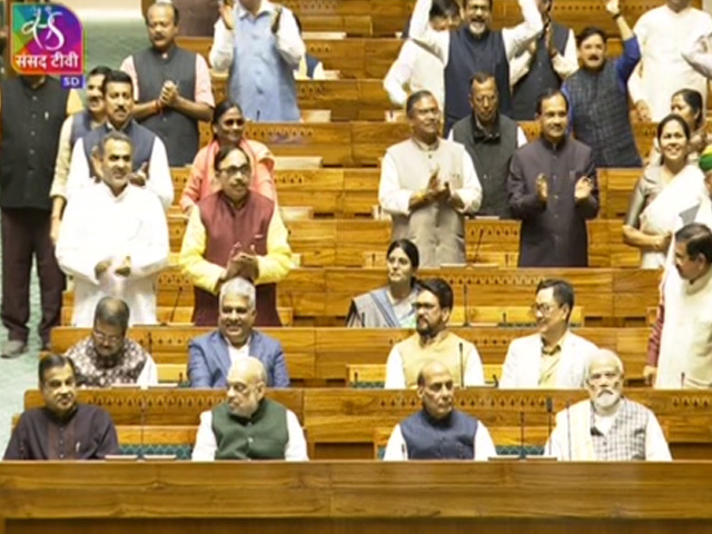 BJP Leaders Greet PM Modi With "Teesri Baar Modi Sarkar" Slogans In Parliament
