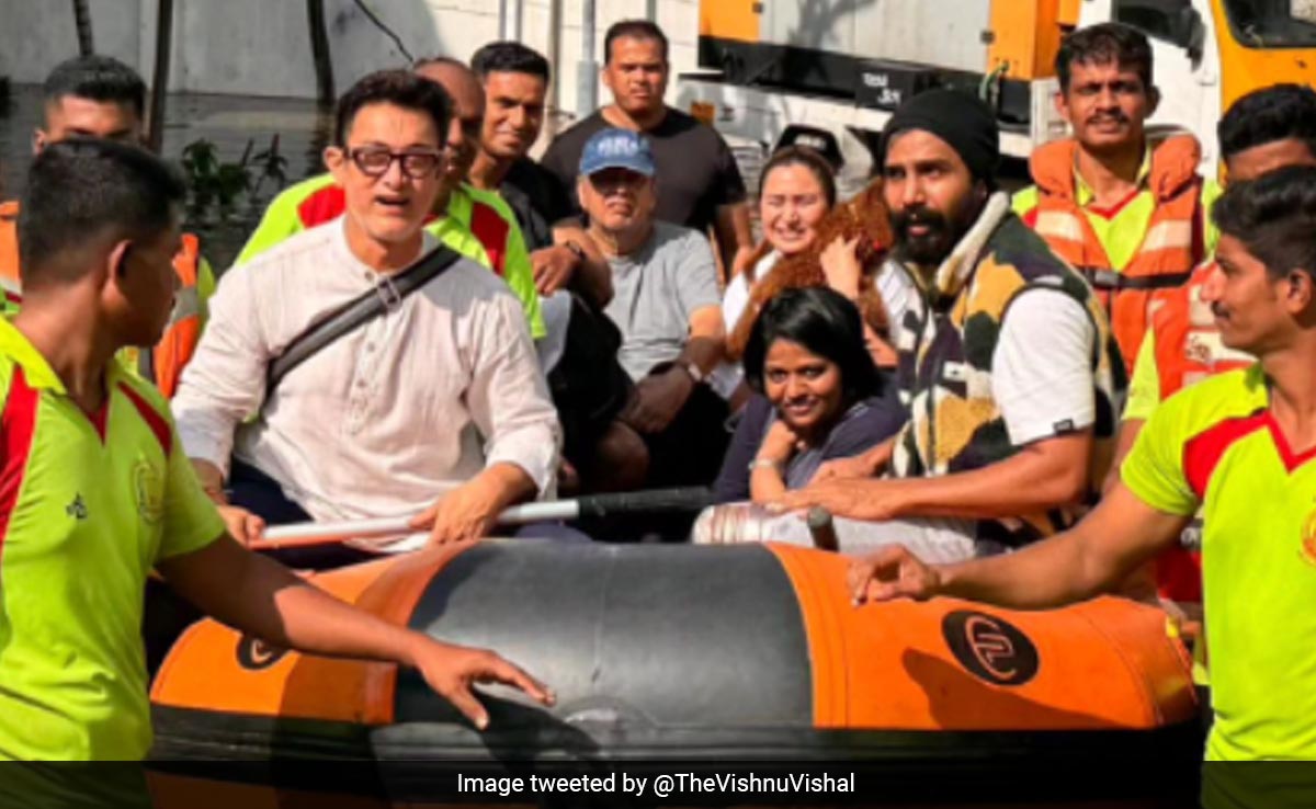 Viral Pics: Aamir Khan And Tamil Star Vishnu Vishal Rescued By Boat In Cyclone-Hit Chennai
