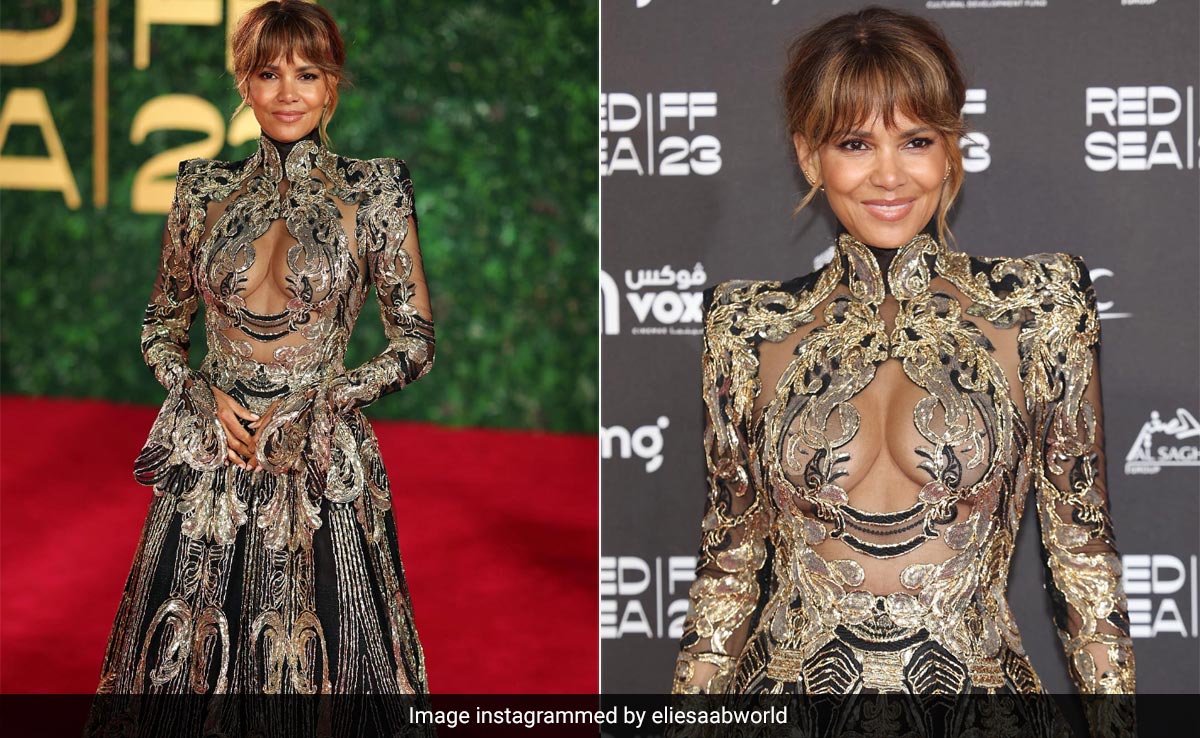 If An Ornament Was A Gown, It Would Look Like Halle Berry's Sheer Gothic Version